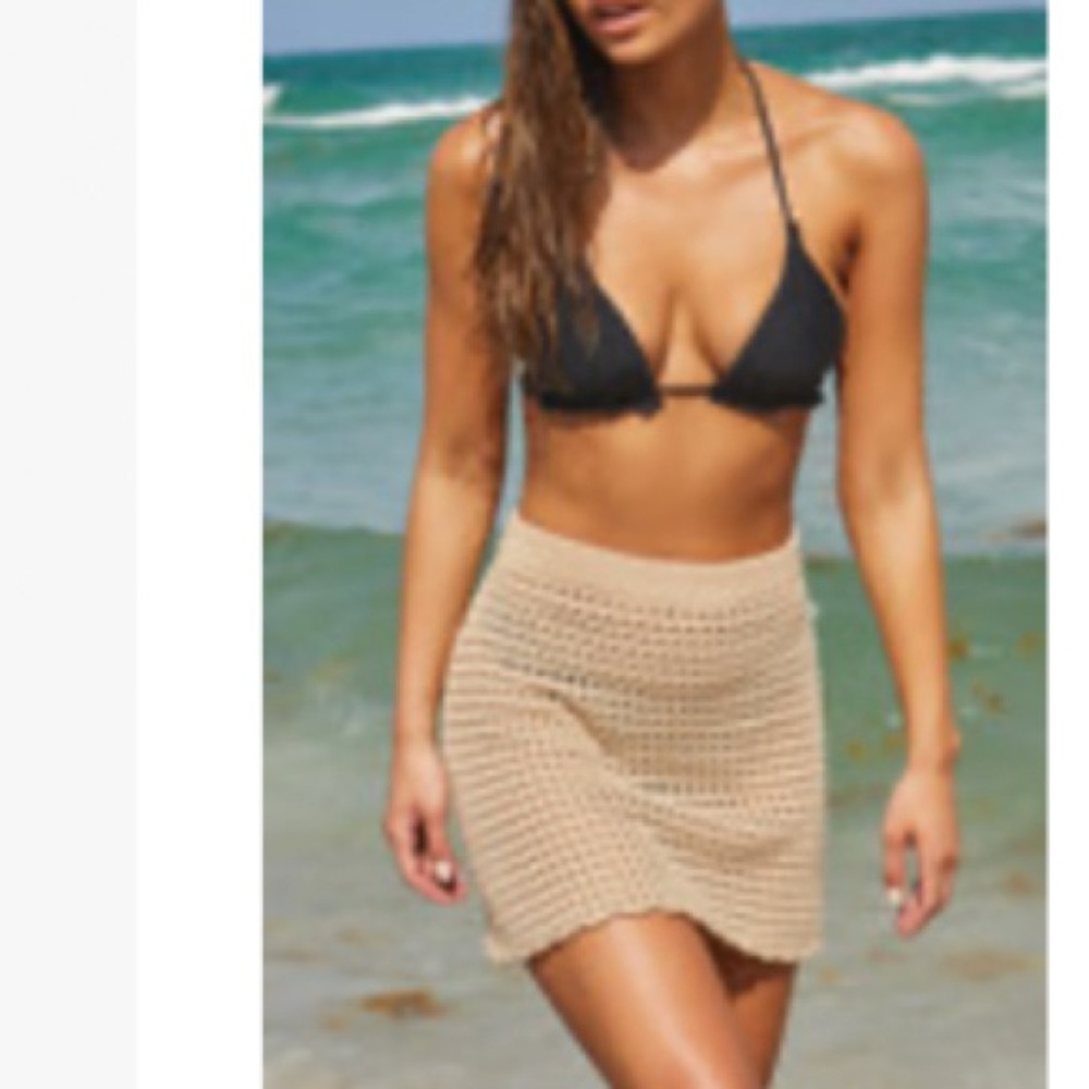 Pier to Pier Beige Sheer Crochet Swim Cover-Up Lulus